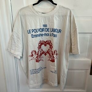 ASOS White Graphic Tee with Red and Blue Print